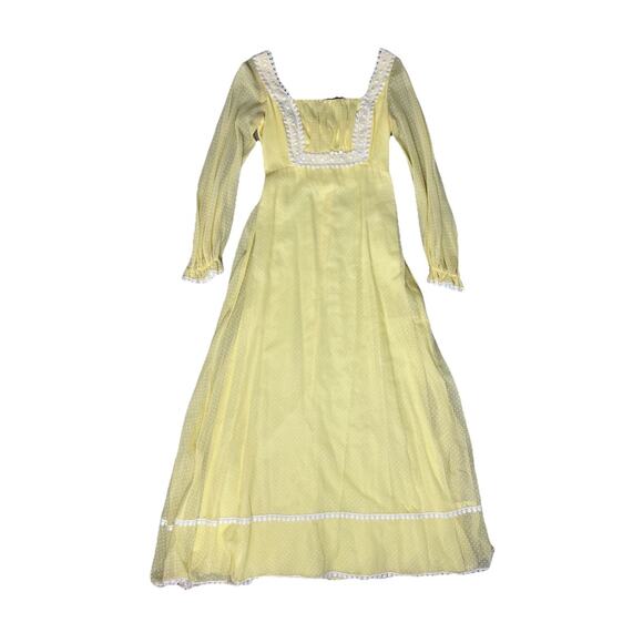 Vintage Sylvia Ann Yellow Swiss Dot Maxi Dress - Picture 5 of 15